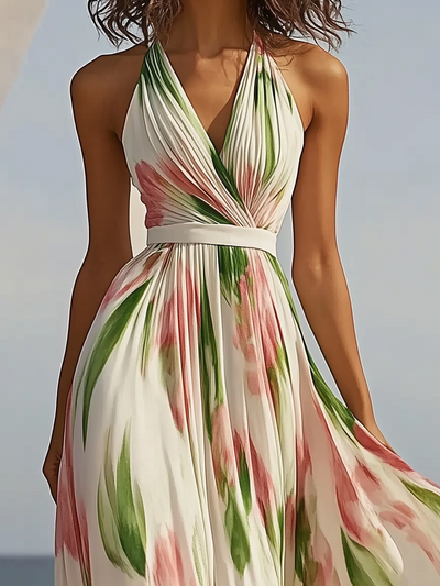Elegancka Sukienka Maxi w Kwiatowy Wzór