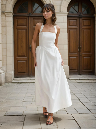 Ayşe® | Prosta i elegancka sukienka maxi w kształcie litery A z bawełny i lnu