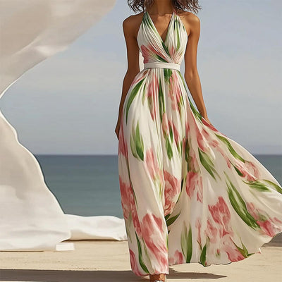 Elegancka Sukienka Maxi w Kwiatowy Wzór