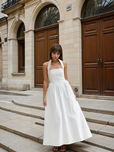 Ayşe® | Prosta i elegancka sukienka maxi w kształcie litery A z bawełny i lnu