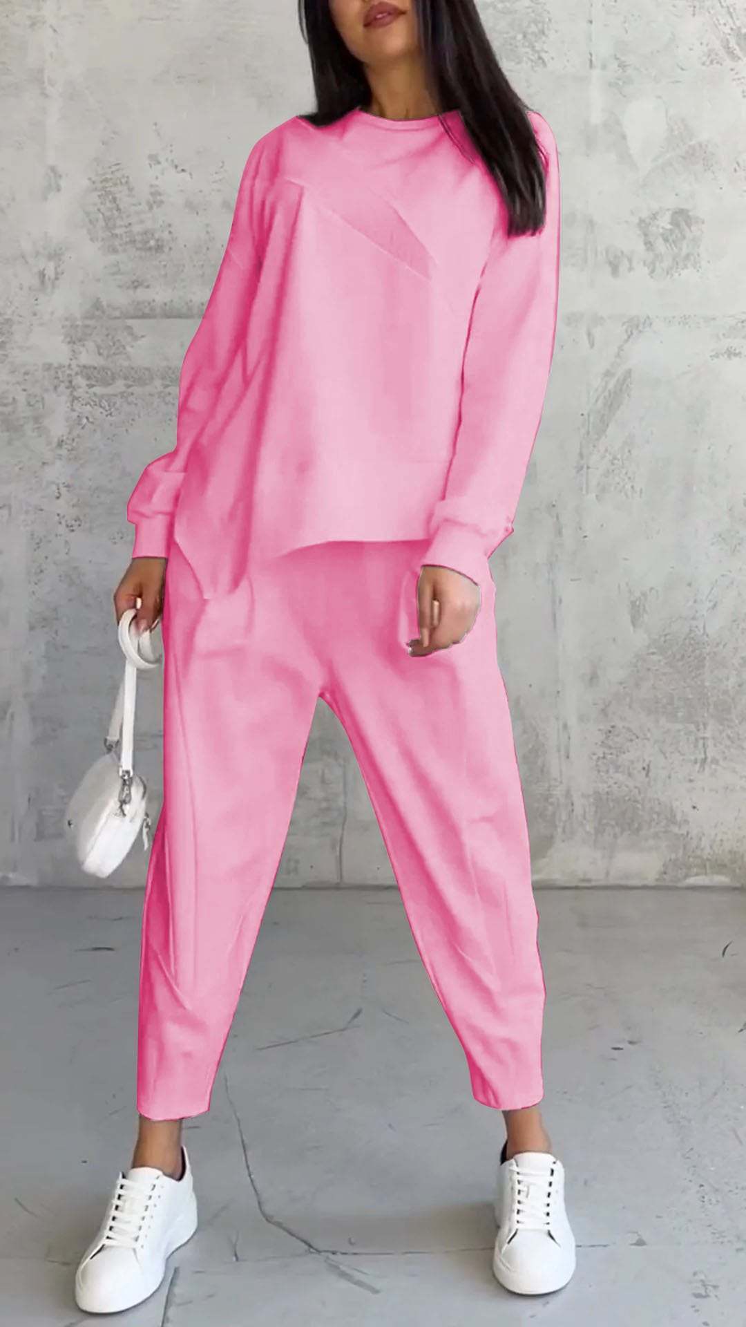 Maëlle™ - Komplet 2 Części z Okrągłym Dekoltem i Długimi Rękawami