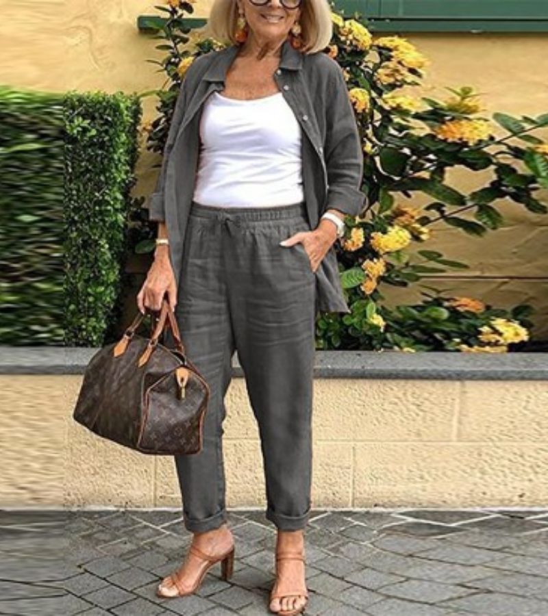 Martina | Zestaw z koszuli i spodni z lnu i bawełny
