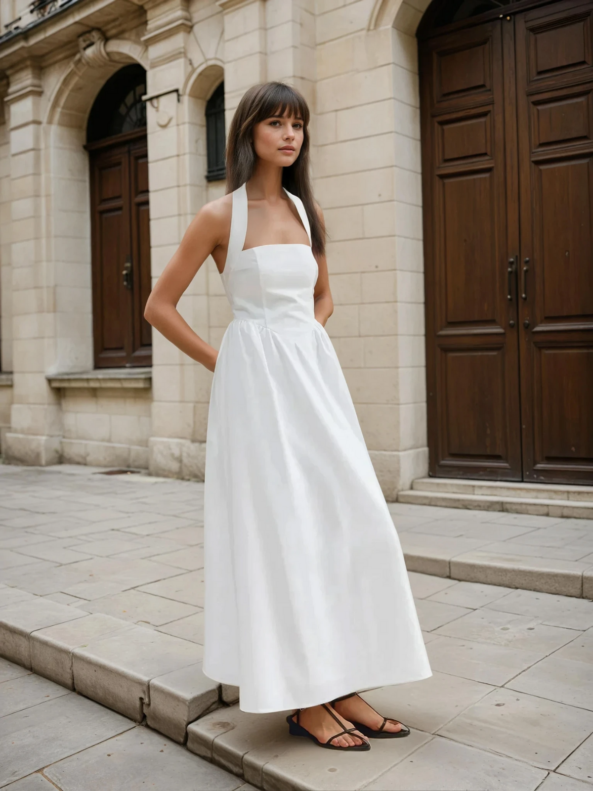Ayşe® | Prosta i elegancka sukienka maxi w kształcie litery A z bawełny i lnu