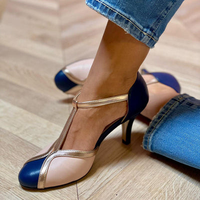Alessia™ | Kolorowe i wygodne szpilki T-strap z okrągłym noskiem