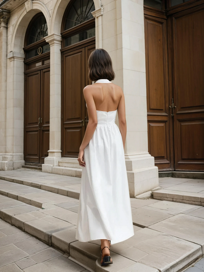 Ayşe® | Prosta i elegancka sukienka maxi w kształcie litery A z bawełny i lnu