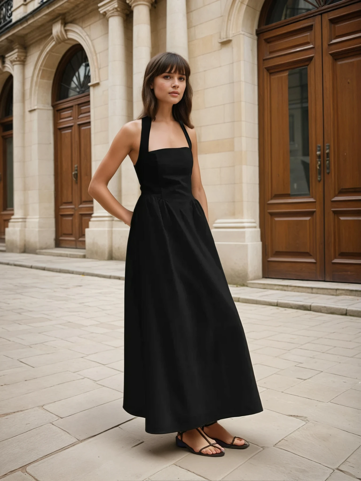Ayşe® | Prosta i elegancka sukienka maxi w kształcie litery A z bawełny i lnu