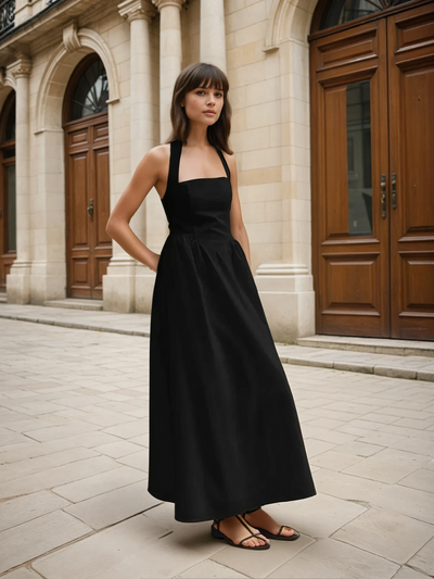 Ayşe® | Prosta i elegancka sukienka maxi w kształcie litery A z bawełny i lnu