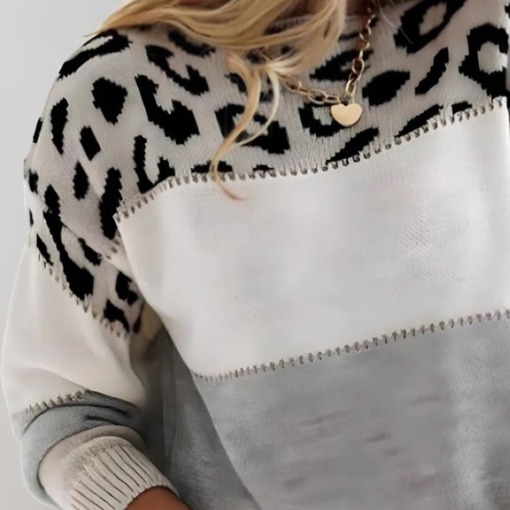 Cheyenne | Luźny sweter z wzorem w panterkę