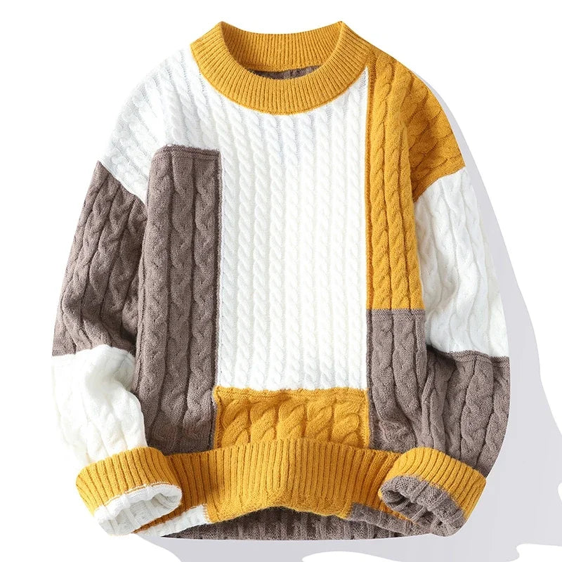 Verre Blanc™ | Męski sweter casual w kolorowe bloki