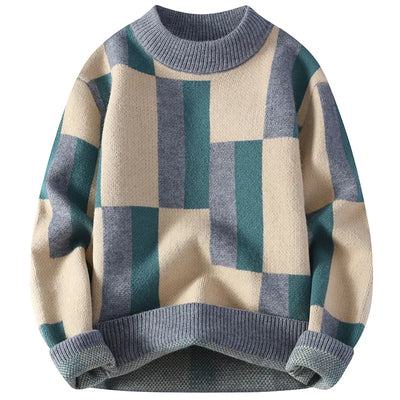 Verre Blanc™ | Męski sweter z kołnierzem i kratą