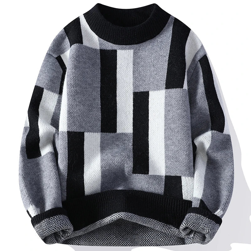 Verre Blanc™ | Męski sweter z kołnierzem i kratą