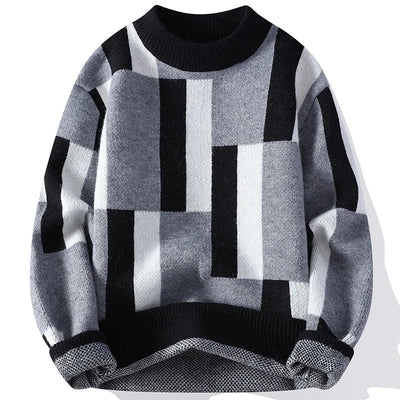 Verre Blanc™ | Męski sweter z kołnierzem i kratą