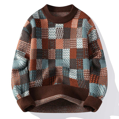 Verre Blanc™ | Męski sweter patchworkowy z vintage kaszmiru