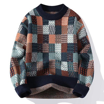 Verre Blanc™ | Męski sweter patchworkowy z vintage kaszmiru