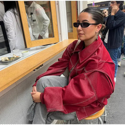Faye - Kurtka skórzana oversize