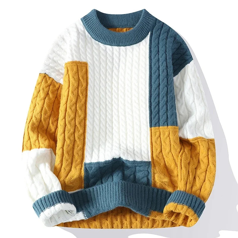 Verre Blanc™ | Męski sweter casual w kolorowe bloki
