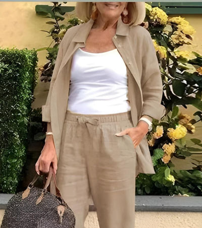 Martina | Zestaw z koszuli i spodni z lnu i bawełny