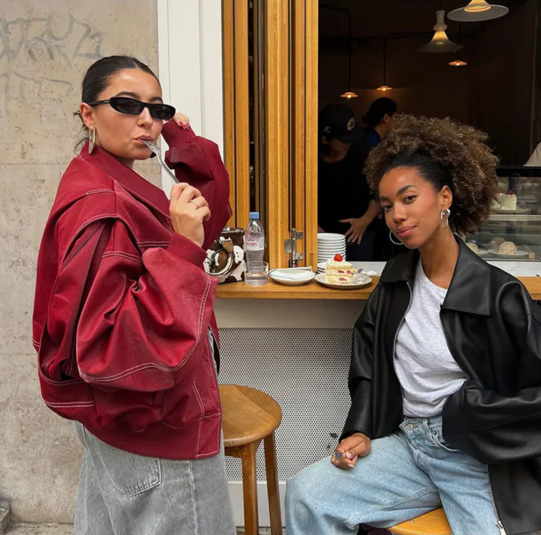 Faye - Kurtka skórzana oversize