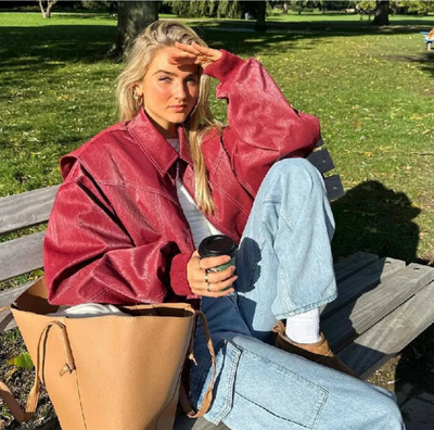 Faye - Kurtka skórzana oversize