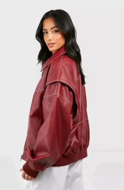 Faye - Kurtka skórzana oversize