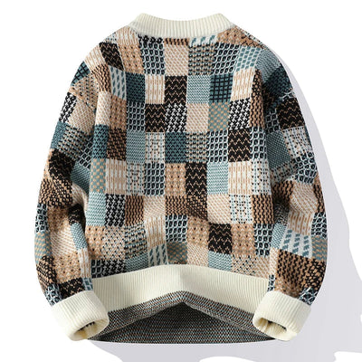 Verre Blanc™ | Męski sweter patchworkowy z vintage kaszmiru