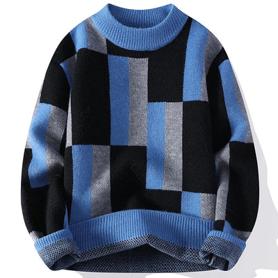 Verre Blanc™ | Męski sweter z kołnierzem i kratą