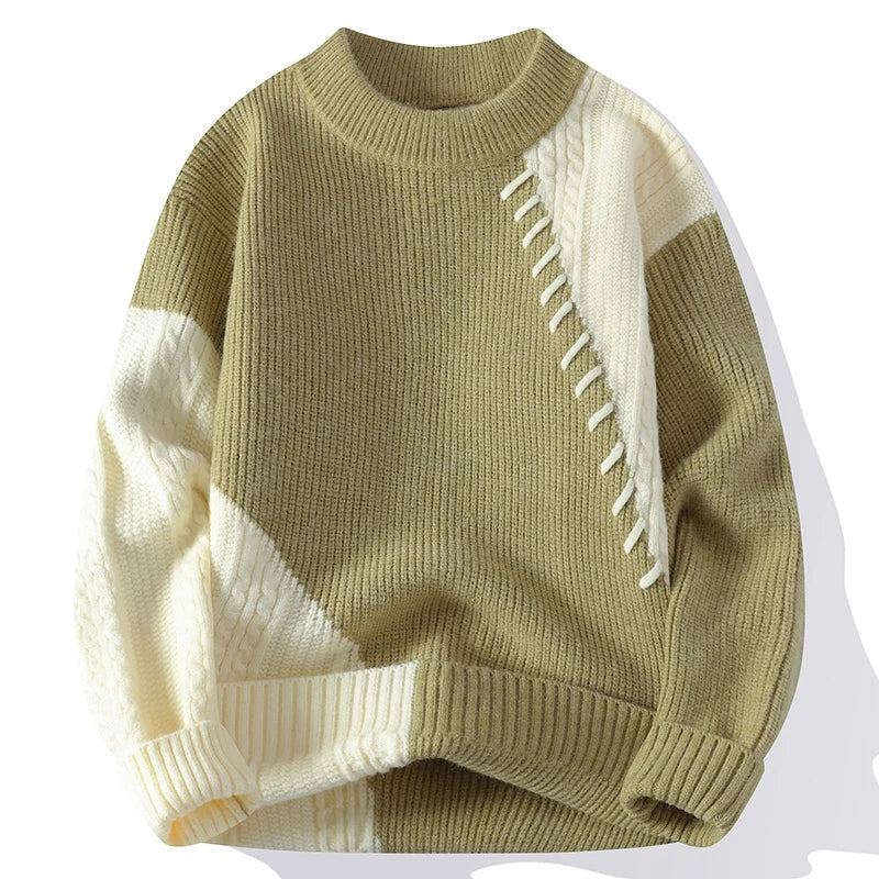 Verre Blanc™ | Męski sweter casual w stylu patchwork