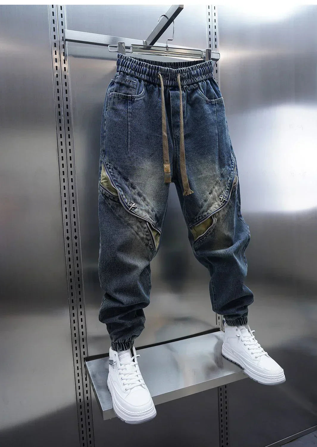 Laurent™ | Spodnie Baggy z Denimu z Pasem