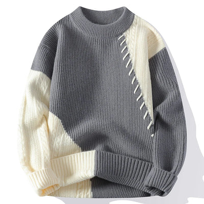 Verre Blanc™ | Męski sweter casual w stylu patchwork