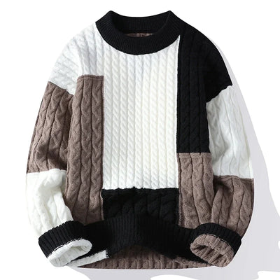 Verre Blanc™ | Męski sweter casual w kolorowe bloki