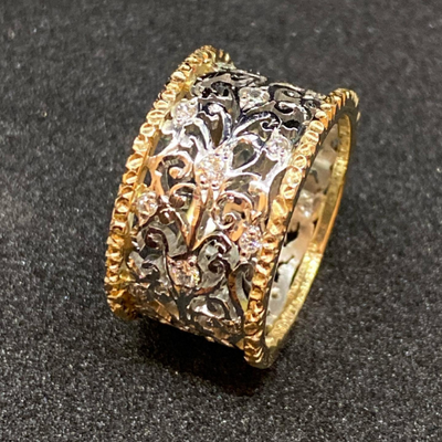 Mika - Pierścionek z Cyrkonią w Stylu Vintage Bluszcz