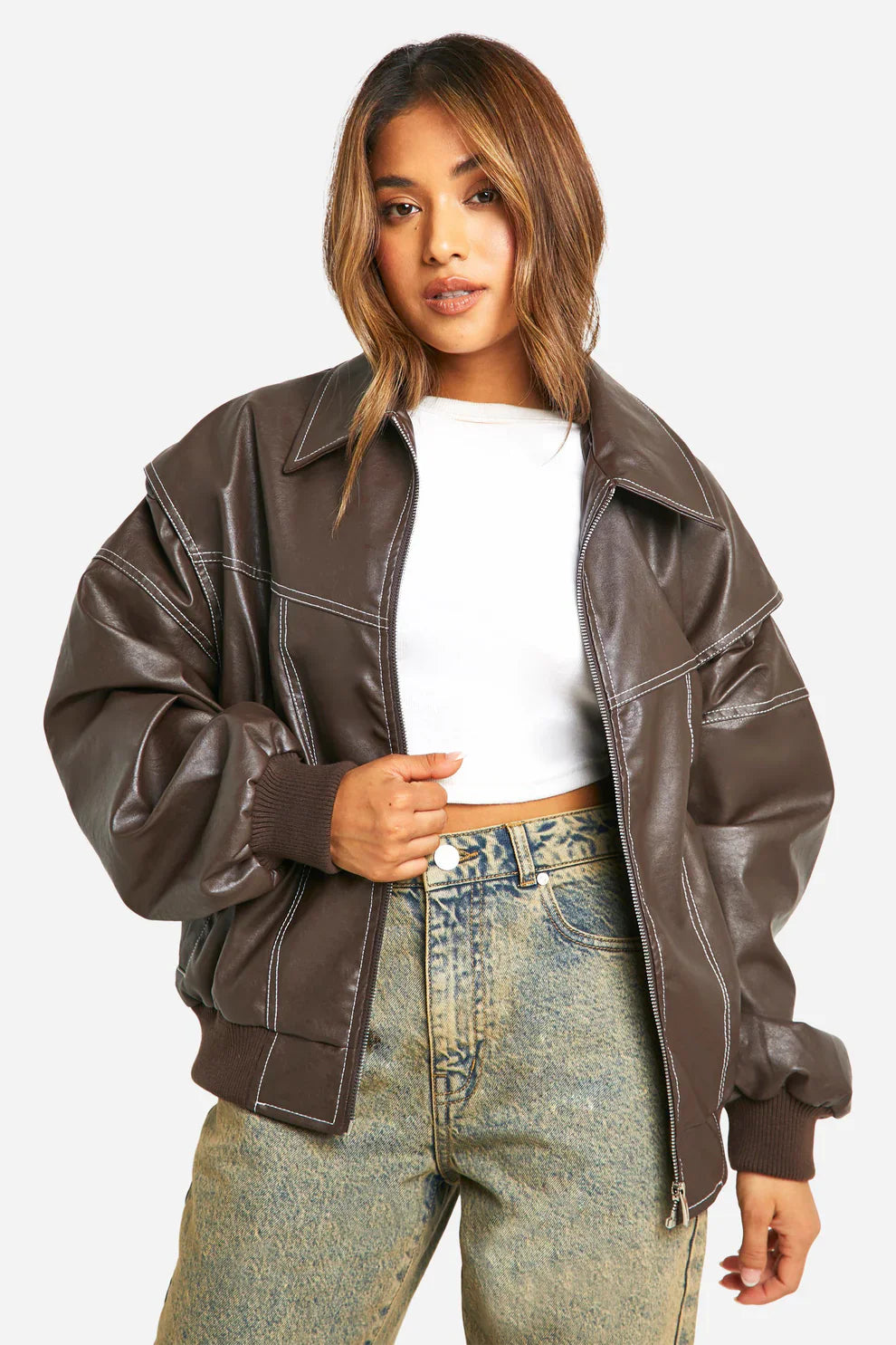 Faye - Kurtka skórzana oversize