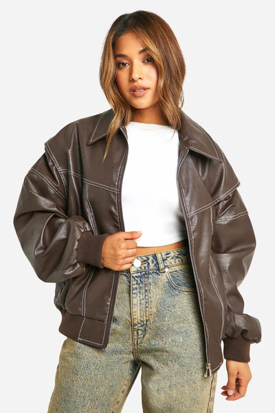 Faye - Kurtka skórzana oversize