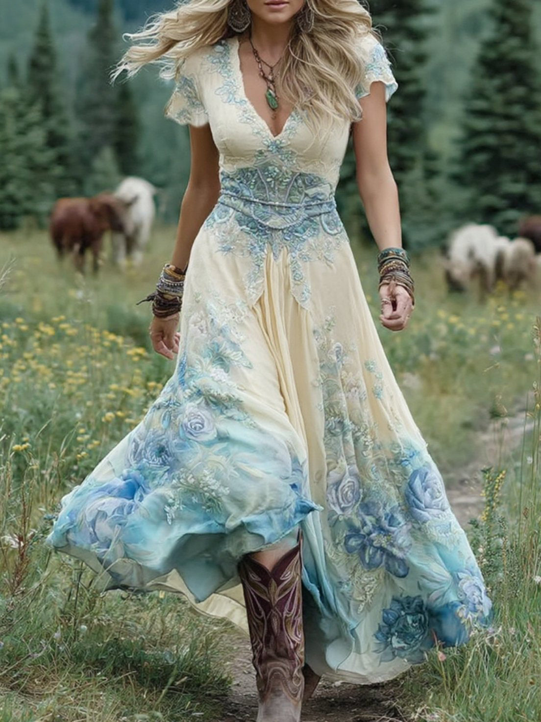 Elara - Sukienka maxi w kwiaty