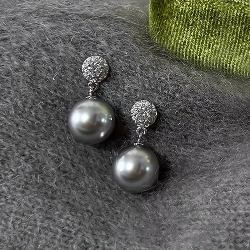 Eleganckie kolczyki z czarnych pereł z cyrkoniami
