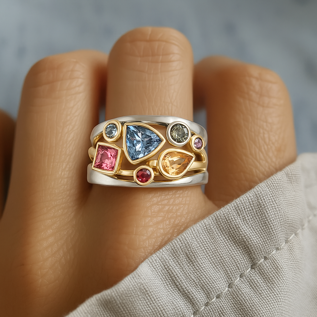 Vintage Bague Bunter Zirkonia