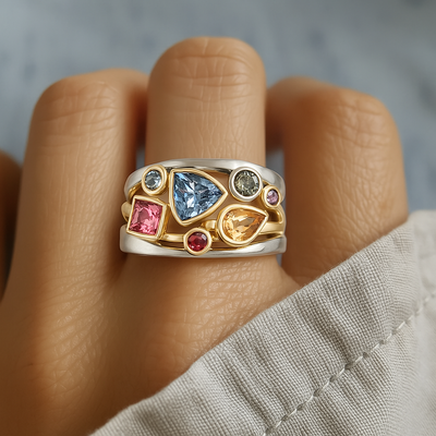 Vintage Bague Bunter Zirkonia