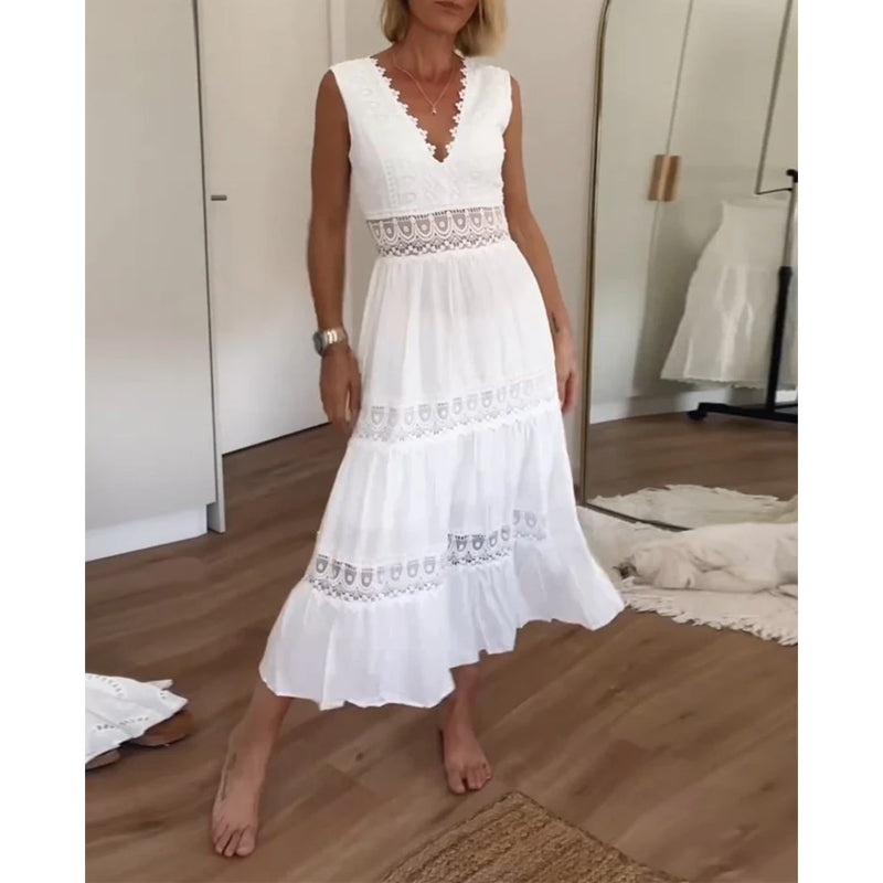 Ninfea | Sukienka midi bez rękawów w stylu boho