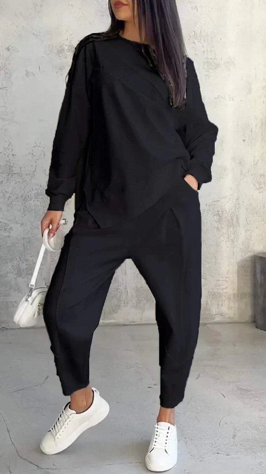 Maëlle™ - Komplet 2 Części z Okrągłym Dekoltem i Długimi Rękawami