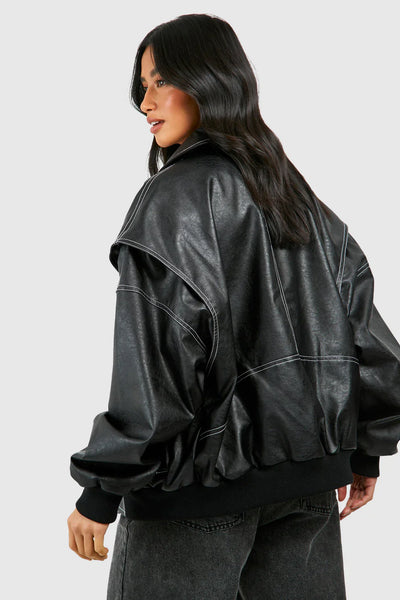 Faye - Kurtka skórzana oversize