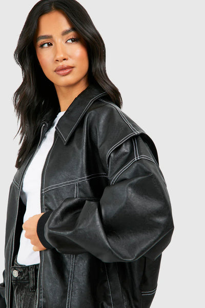 Faye - Kurtka skórzana oversize