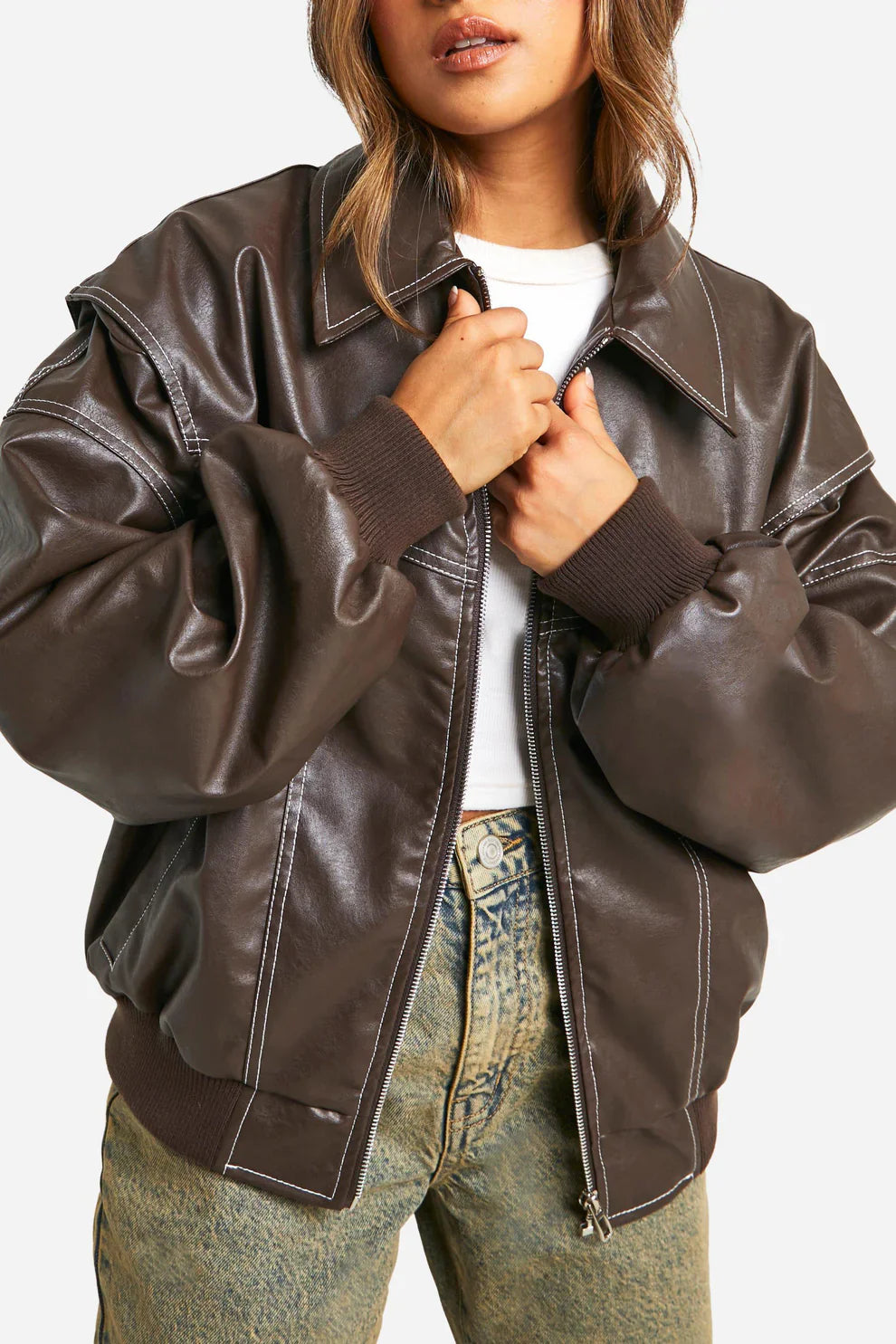 Faye - Kurtka skórzana oversize