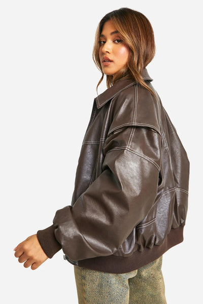 Faye - Kurtka skórzana oversize